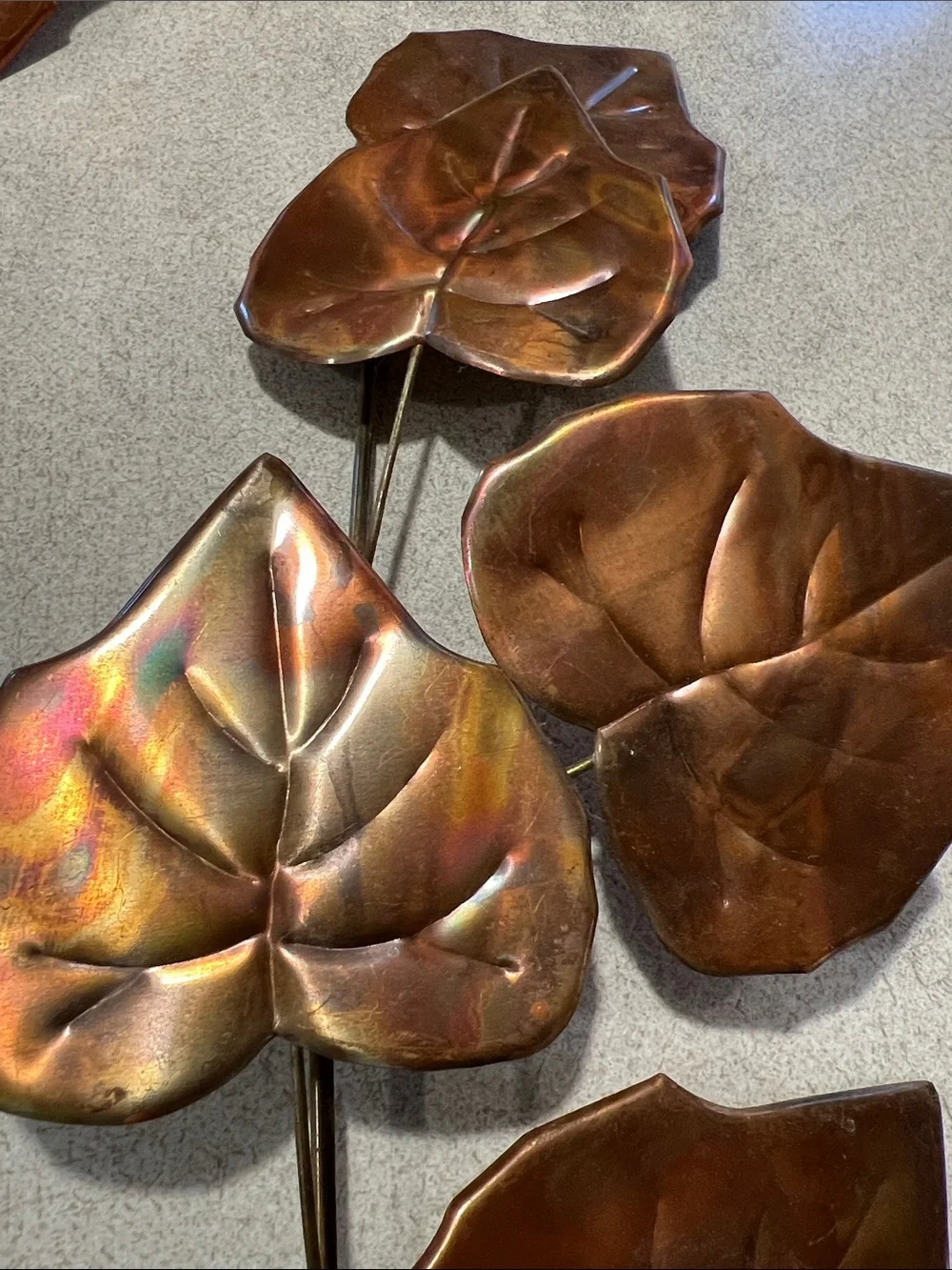 Vintage Homco Iridescent Copper Leaf Wall Decor - Metal Botanical Accent